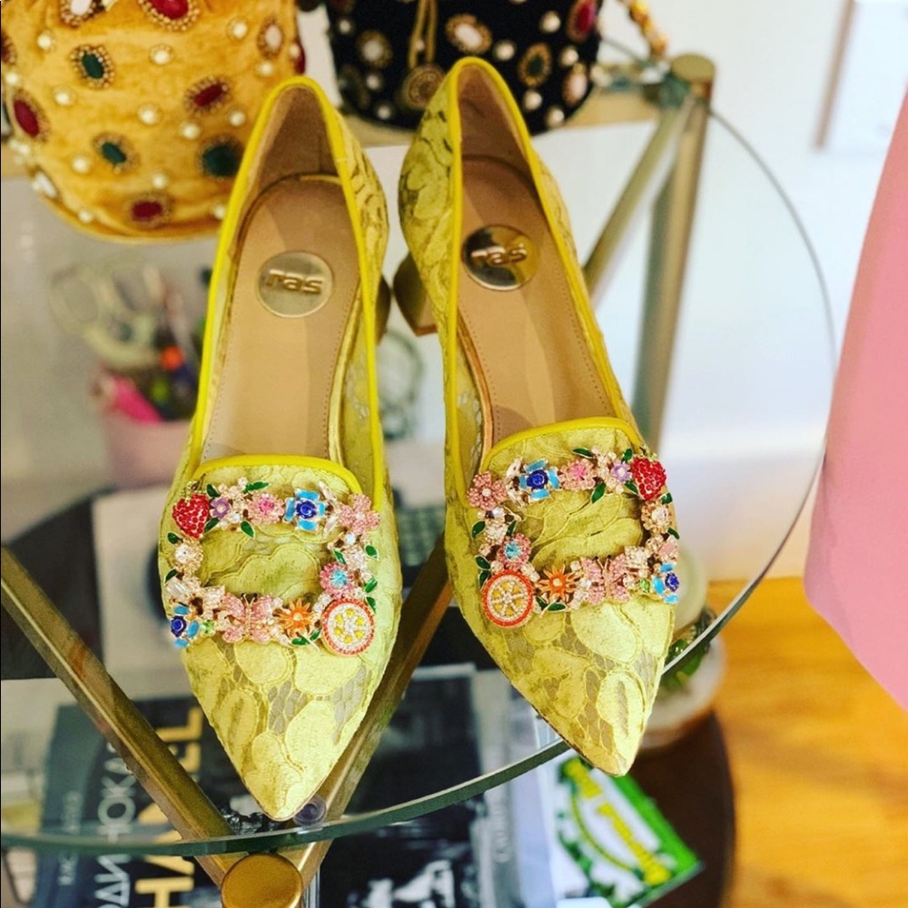 Dazzling handmade lacy shoes.